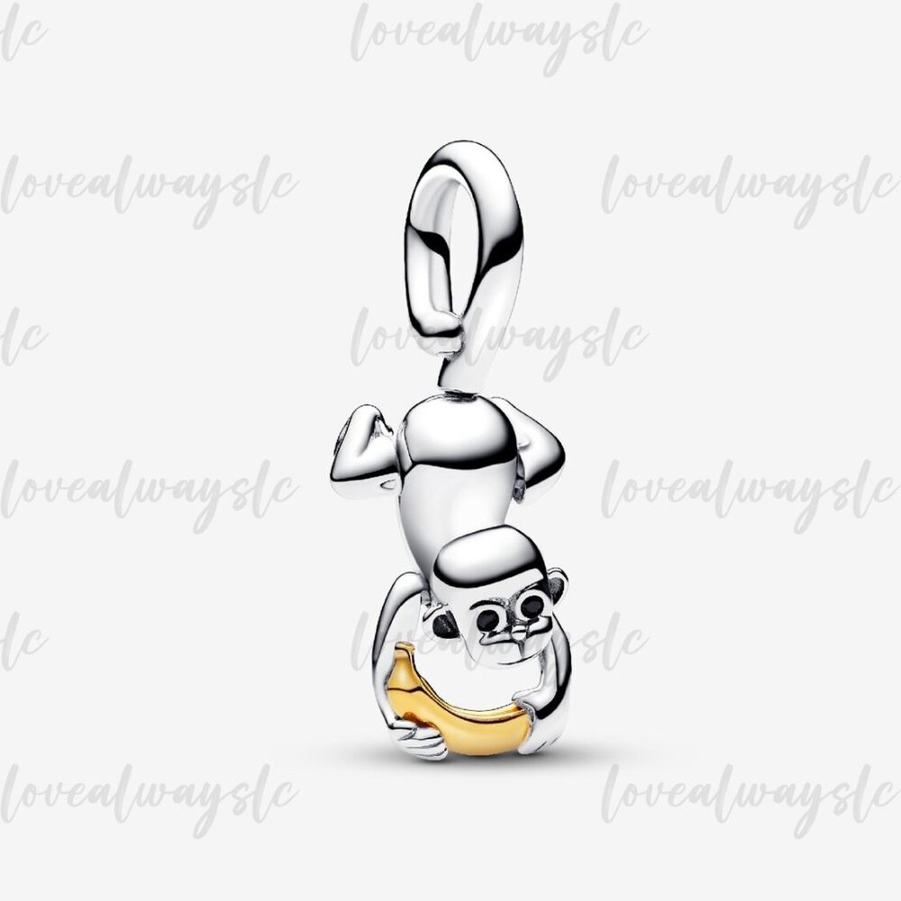 Pandora Two-Tone Movable Monkey Dangle Charm - image 1